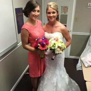 Mori Lee coral bridesmaid/ prom dress